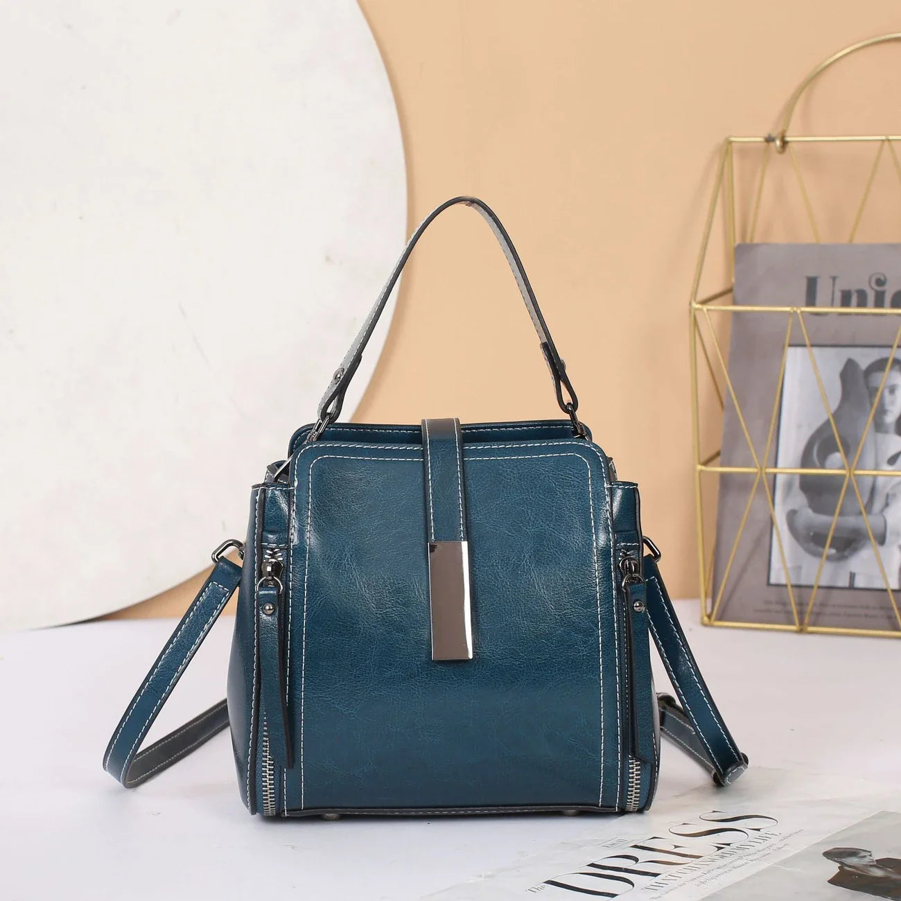 Genuine Leather Women's Crossbody Tote Bag